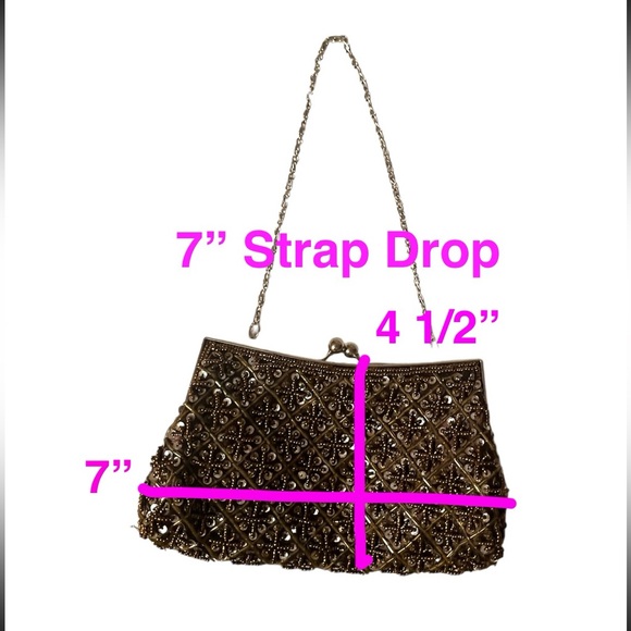 Beautiful Brownish/Gray Beaded Evening Bag - Picture 3 of 10